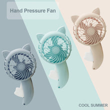 Load image into Gallery viewer, 3 Colors Handheld Fan Hand Pressure Fan Mini Portable Fan Without Battery Household Cute Fan Cooling Cartoon Held Fan