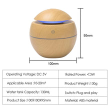 Load image into Gallery viewer, 130ML Creative Air Humidifier USB Aroma Diffuser with Night Light Home Babyroom Mini Electric Mist Maker Fogger