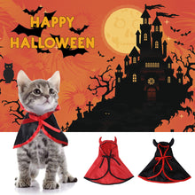 Load image into Gallery viewer, Halloween Pet Costumes Cute Cosplay Cloak Cat Dog Cap With Horns Kitten Puppy Cape Pet Dress Up Clothes Dog Accessories