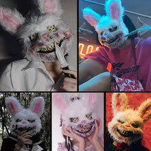 Load image into Gallery viewer, Rabbit Cosplay Mask Halloween Party Scary Head Cover Halloween Carnival Costume Headgear Props Handmade Dance Horror Mask