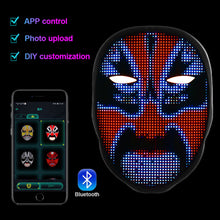 Load image into Gallery viewer, Bluetooth RGB Light Up LED Mask DIY Picture Animation Text Gesture Sense Face Changing App Control Halloween Christmas Carnival Costume Party GIFT