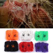 Load image into Gallery viewer, Halloween Scary Party Scene Props White Stretchy Cobweb Spider Web Horror Halloween Decoration For Bar Haunted House