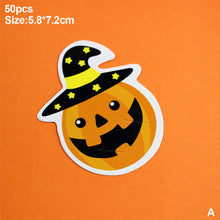 Load image into Gallery viewer, 50PCS Christmas Halloween Candy Package Card Ghost Pumpkin Lollipop Holder Biscuits Decoration Kids Gift Home DIY Supplies