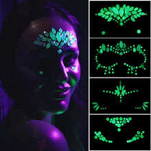 Load image into Gallery viewer, Halloween Luminous Face Drill Stickers Crystal Diamond Eyebrow Drill Stickers Temporary Luminous Face Decoration