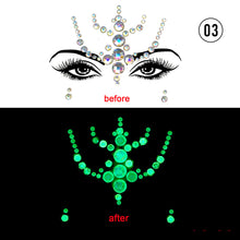 Load image into Gallery viewer, Halloween Luminous Face Drill Stickers Crystal Diamond Eyebrow Drill Stickers Temporary Luminous Face Decoration