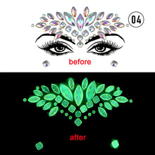 Load image into Gallery viewer, Halloween Luminous Face Drill Stickers Crystal Diamond Eyebrow Drill Stickers Temporary Luminous Face Decoration