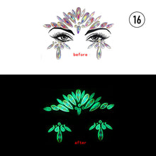Load image into Gallery viewer, Halloween Luminous Face Drill Stickers Crystal Diamond Eyebrow Drill Stickers Temporary Luminous Face Decoration