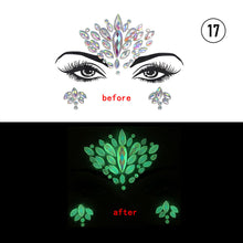 Load image into Gallery viewer, Halloween Luminous Face Drill Stickers Crystal Diamond Eyebrow Drill Stickers Temporary Luminous Face Decoration