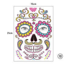 Load image into Gallery viewer, Halloween Face Tattoo Stickers Funny Temporary Face Art Tattoo Stickers Waterproof Sweatproof Tattoo Stickers