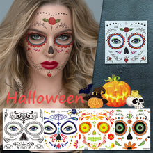 Load image into Gallery viewer, Halloween Tattoo Stickers Funny Face Tattoo Stickers Waterproof Sweatproof Temporary Body Art Tattoo Stickers