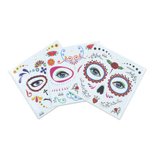 Load image into Gallery viewer, Halloween Tattoo Stickers Funny Face Tattoo Stickers Waterproof Sweatproof Temporary Body Art Tattoo Stickers