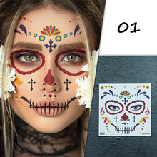 Load image into Gallery viewer, Halloween Tattoo Stickers Funny Face Tattoo Stickers Waterproof Sweatproof Temporary Body Art Tattoo Stickers
