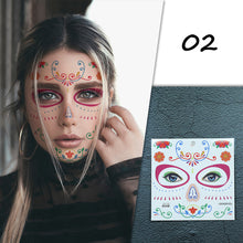 Load image into Gallery viewer, Halloween Tattoo Stickers Funny Face Tattoo Stickers Waterproof Sweatproof Temporary Body Art Tattoo Stickers