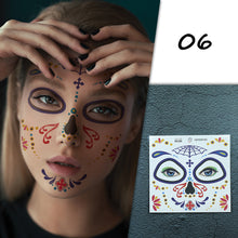 Load image into Gallery viewer, Halloween Tattoo Stickers Funny Face Tattoo Stickers Waterproof Sweatproof Temporary Body Art Tattoo Stickers