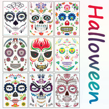 Load image into Gallery viewer, Halloween Tattoo Stickers Waterproof Sweatproof Face Tattoo Stickers Temporary Body Art Tattoo Stickers