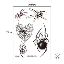 Load image into Gallery viewer, Halloween Spider Tattoo Stickers Waterproof Sweatproof Scary Stickers Temporary Body Art Tattoo Stickers