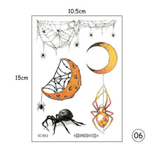 Load image into Gallery viewer, Halloween Spider Tattoo Stickers Waterproof Sweatproof Scary Stickers Temporary Body Art Tattoo Stickers