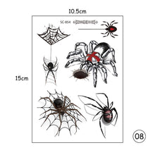 Load image into Gallery viewer, Halloween Spider Tattoo Stickers Waterproof Sweatproof Scary Stickers Temporary Body Art Tattoo Stickers