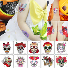 Load image into Gallery viewer, Halloween Skull Face Tattoo Stickers Kids Tattoo Stickers Waterproof Sweatproof Body Art Tattoo Stickers