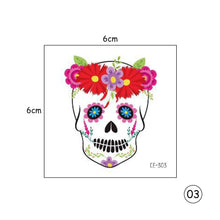 Load image into Gallery viewer, Halloween Skull Face Tattoo Stickers Kids Tattoo Stickers Waterproof Sweatproof Body Art Tattoo Stickers