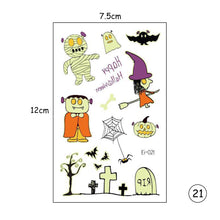 Load image into Gallery viewer, Halloween Luminous Children Tattoo Stickers Spider Web Pumpkin Cartoon Halloween Luminous Body Art Tattoo Stickers