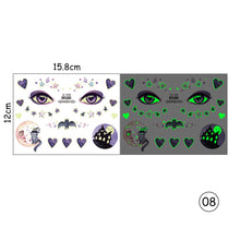Load image into Gallery viewer, Halloween Luminous Face Tattoo Stickers Waterproof Anti-sweat Luminous Body Art Tattoo Stickers