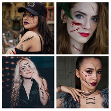 Load image into Gallery viewer, Halloween Face Tattoo Stickers Scar Spider Web Face Tattoo Stickers Waterproof Sweatproof Body Art Tattoo Stickers
