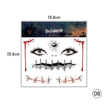Load image into Gallery viewer, Halloween Face Tattoo Stickers Scar Spider Web Face Tattoo Stickers Waterproof Sweatproof Body Art Tattoo Stickers