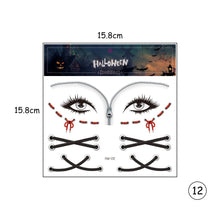 Load image into Gallery viewer, Halloween Face Tattoo Stickers Scar Spider Web Face Tattoo Stickers Waterproof Sweatproof Body Art Tattoo Stickers