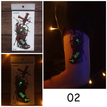 Load image into Gallery viewer, Halloween Luminous Tattoo Stickers Waterproof Sweatproof Tattoo Stickers Temporary Body Art Tattoo