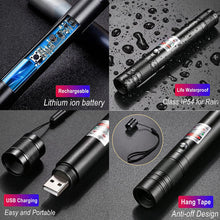 Load image into Gallery viewer, 10000m USB Charging Laser Torch Green Laser Pointer High Powerful Dot Single Starry Burning Match