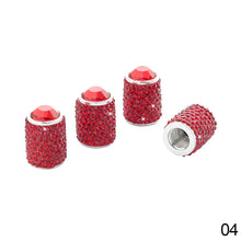 Load image into Gallery viewer, 4Pcs Long Style Diamond Shining Car Wheel Tyre Stem Air Caps Crown Dustproof Rhinestone Tire Valve Caps Auto