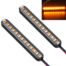 Load image into Gallery viewer, Pair 24 LED Motorcycle Light Bar Flowing Water Turn Signal License Plate Light Dual Color Rear Brake Stop Lamp Tail Indicators