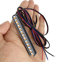 Load image into Gallery viewer, Pair 24 LED Motorcycle Light Bar Flowing Water Turn Signal License Plate Light Dual Color Rear Brake Stop Lamp Tail Indicators