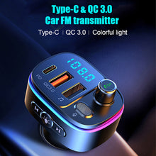 Load image into Gallery viewer, FM Transmitter Bluetooth Wireless Car kit Handsfree Dual USB Car Fast Charger 3.1A MP3 Music TF Card USB disk AUX Player Colorful
