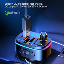 Load image into Gallery viewer, FM Transmitter Bluetooth Wireless Car kit Handsfree Dual USB Car Fast Charger 3.1A MP3 Music TF Card USB disk AUX Player Colorful