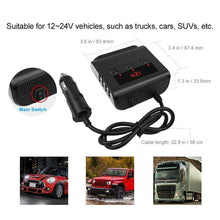 Load image into Gallery viewer, 3 Way Cigarette Lighter Socket Splitter 12V 100W 4 USB Car Charger Power Supply Auto Phone Charger Adapter for Iphone Samsung