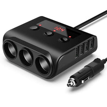 Load image into Gallery viewer, 3 Way Cigarette Lighter Socket Splitter 12V 100W 4 USB Car Charger Power Supply Auto Phone Charger Adapter for Iphone Samsung