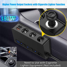 Load image into Gallery viewer, TR24 Quick Charge QC 3.0 -Cigarette Lighter Splitter 12V/24V 3 Socket 180W With 4-Port USB Car Charger ON-OFF Power
