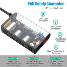 Load image into Gallery viewer, TR24 Quick Charge QC 3.0 -Cigarette Lighter Splitter 12V/24V 3 Socket 180W With 4-Port USB Car Charger ON-OFF Power