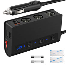 Load image into Gallery viewer, TR24 Quick Charge QC 3.0 -Cigarette Lighter Splitter 12V/24V 3 Socket 180W With 4-Port USB Car Charger ON-OFF Power