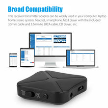 Load image into Gallery viewer, 2 IN 1 Real Stereo Bluetooth -compatible 4.2 Receiver Transmitter Bluetooth Wireless Adapter Audio With 3.5MM AUX For TV MP3 PC