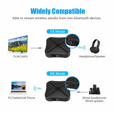 Load image into Gallery viewer, 2 IN 1 Real Stereo Bluetooth -compatible 4.2 Receiver Transmitter Bluetooth Wireless Adapter Audio With 3.5MM AUX For TV MP3 PC