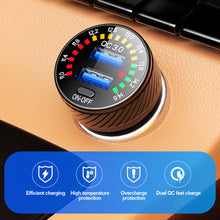 Load image into Gallery viewer, Car Dual QC 3.0 USB Charger Adapter 18W Fast Charging Marquee Light LED Voltmeter with ON OFF Switch 12V- 24V Waterproof