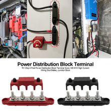 Load image into Gallery viewer, RV Ship 4 Post Power Distribution Block Terminal Screw M8 M10 High Current Wiring Stud Battery Junction Block