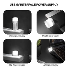 Load image into Gallery viewer, USB Plug Lamp Computer Mobile Power Charging USB Small Book Lamps LED Eye Protection Reading Light Small Round Light Night Light