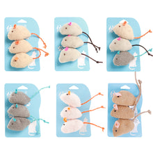 Load image into Gallery viewer, 3pcs/lot Mix Pet Catnip Mouse Cats Toys Chewing Biting Teething Plush Toys Kitten Playing Mice Toys Pet Supplies