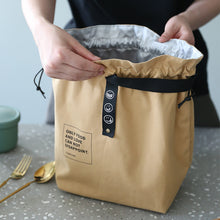 Load image into Gallery viewer, Insulated Cotton Bento Bag Adjustable Drawstring Design Wide Opening Tote School Lunch Handbag Dinner Container Food Storage Bags Picnic Accessories