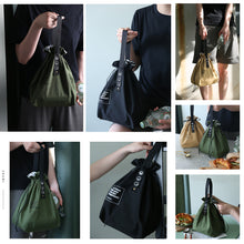 Load image into Gallery viewer, Insulated Cotton Bento Bag Adjustable Drawstring Design Wide Opening Tote School Lunch Handbag Dinner Container Food Storage Bags Picnic Accessories