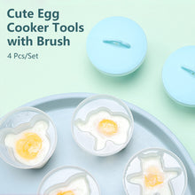 Load image into Gallery viewer, 4 Pcs/Set Cute Egg Cooker Tools with Brush Plastic Egg Mould Poacher Baking Egg Mold Cups Steamer Kitchen Accessories Gadgets for Kid